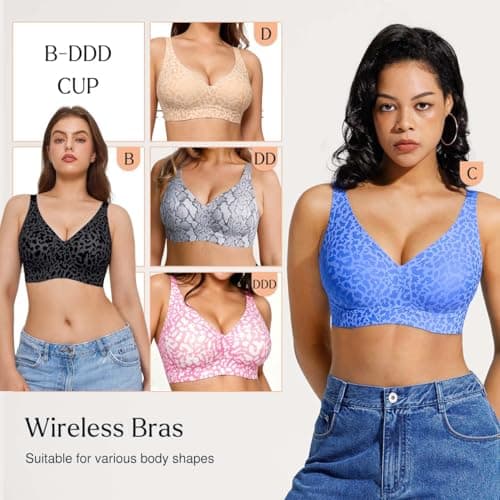 Popilush Comfortbale Bras for Women - Seamless No Underwire Push Up Plunge Deep V Bralette with Adjustable Straps Everyday T-Shirt Bra - Thumbnail 6