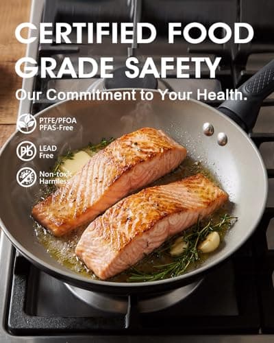 UFIRE 9.5 Inch Nonstick Frying Pan Skillet, Ceramic Frying Pan, Non Toxic Healthy Ceramic Coating, Suitable for All Stovetops, PTFE PFOA PFOS Free, Black - Thumbnail 3
