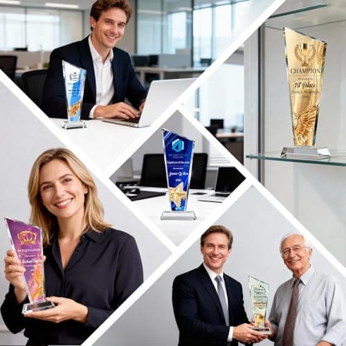 Custom Crystal Trophy Award, Personalized Trophy with Photo Text Logo, Award Trophy for Employee, Graduation Gifts, Employee of the Month, Teacher Appreciation Gifts, 1st Place Trophy (Style2) - Thumbnail 4