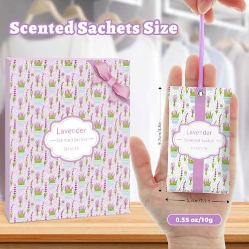 STRN Scented Sachets for Drawer and Closet, Lavender Scented Long-Lasting Sachets, 14 Packs for Home Fragrance, Small Space Air Freshener for Wardrobes - Thumbnail 3