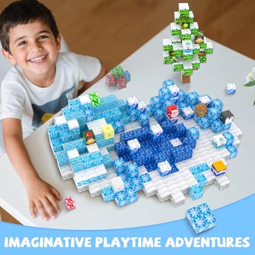 Winchoice 150PCS Magnetic Blocks Magnet Building Toys, Frozen World - Magnetic Cubes Blocks Light Up STEM Sensory Toys for Kids Toddlers Age 3+, 1 Inch - Thumbnail 6