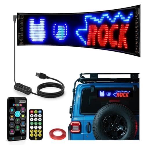 dalattin Devil Eyes Light for Windshield, 14.72"x3.62" High-Brightness USB LED Display, APP/Remote Control for Custom Text & Animation, Multi-Panel Sync for Cars Trucks SUVs, USB-Powered - Image 1