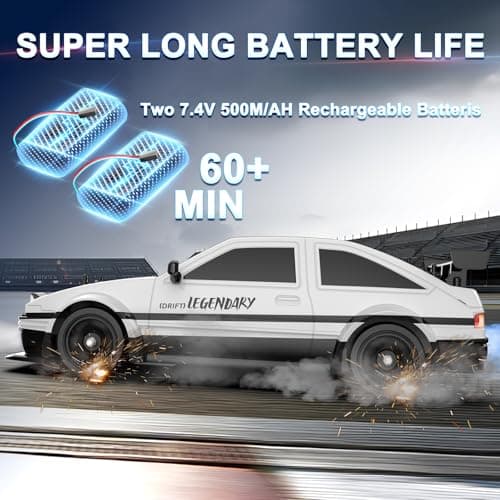 Remote Control Car RC Drift Car 1:16 Scale 4WD 18KM/H High Speed Model Vehicle 2.4GHz with LED Lights Spray Rubber Tire Racing Sport Toy for Adults Boys Girls Kids Gift 2Pcs Rechargeable Batteries - Thumbnail 4