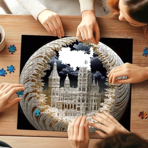 Deepcom 500 Piece Jigsaw Puzzle for Adults, 3D Visual Intricate Cathedral Architecture Design, 500 Pieces Round Puzzle for Adults, Unique Impossible Difficult Hard Challenging Jigsaw Puzzles - Thumbnail 6
