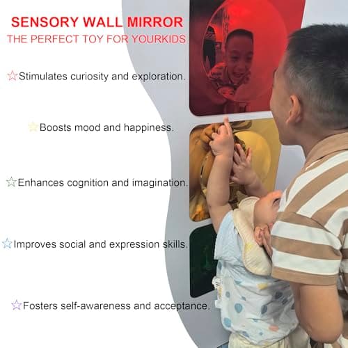 WTLSJMING 3 Pcs Sensory Wall Mirror | Acrylic Bubble Mirror | for Wall Decoration Sensory Toys | for Kids Classroom Home -Sensory Room Decor | Visual, Tactile Stimulation (3, red+Yellow+Green) - Thumbnail 4
