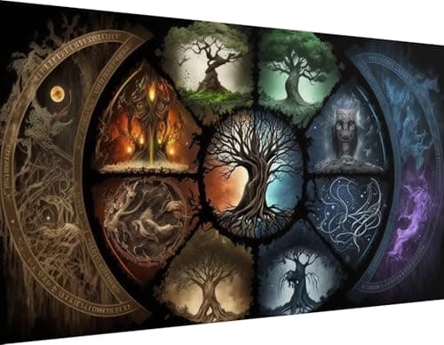 ijbnhd Large Diamond Painting, Tree of Life Moon Large Diamond Art Kits for Adults, Full Drill Round Big Diamond Painting, DIY Gem Art and Crafts for Home Wall Decor Gift 27.5 X 15.7inch - Image 1