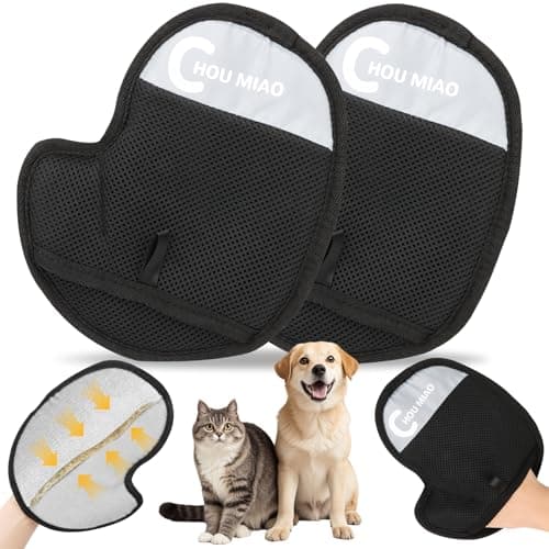 Anoodi 2 Pack Pet Hair Removal Gloves, Reusable Electrostatic Magic Brush Glove for Dogs Cats Grooming, Pet Hair Mitt Remover Tool for Furniture, Clothing, Couch, Carpet, Car Seats