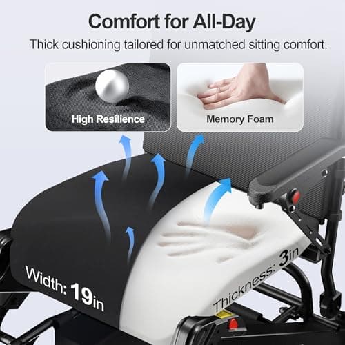 Tivaro 40 Miles Longest Range Electric Wheelchair for Adults, Foldable Motorized Wheelchair with 2 Removable Batteries, Power Wheelchairs for Seniors, Black - Thumbnail 5