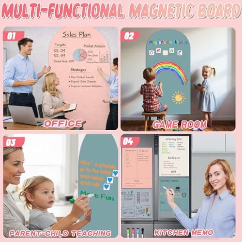 Magnetic Arch Wall Decal for Kids 18x48 Inch,Upgraded Thickened Magnetic Chalkboard for Most Wall,Suitable for Home Decoration Wallpaper and Children's Game Room (Celadon, 18x48 Inch) - Thumbnail 5