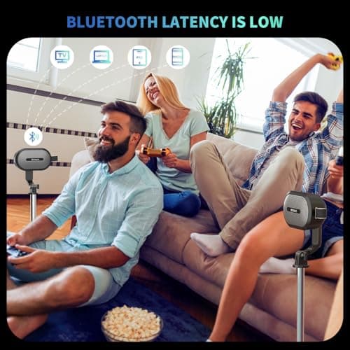 SOWO Wireless Dual Bluetooth Speakers Set, Adjustable Stands 2Pcs, High-Fidelity Stereo Sound, Smart Pairing Sync, Surround Sound with Portable Lightweight Case for Home, Travel, Party, Birthday - Thumbnail 5