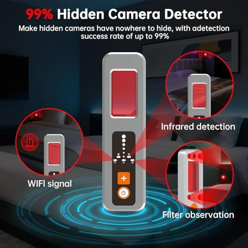 Hidden Camera Detector, Spy Camera Finder, RF Signal Scanner, 4 Modes GPS Tracker & Bug Detector, Portable Spy Device Detector for Hotel,Car,Office,Bathroom,Airbnb and Travel Security - Thumbnail 4