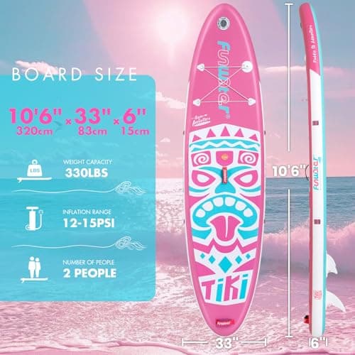FunWater 10'6×33"×6" Inflatable Stand Up Paddle Board with Premium SUP Paddleboard Accessories, Wide Stable Anti-Slip EVA Deck,Paddle Boards for Adults & Youth of All Skill Levels - Thumbnail 2