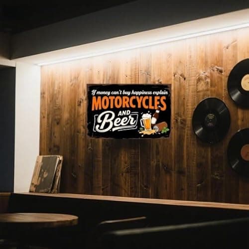 Carastora Retro Metal Tin Sign – Motorcycle and Beer Wall Decor, Funny Vintage Sign for Bar, Cafe, Garage, Man Cave, or Club Decoration, 8x12 Inches - Thumbnail 3