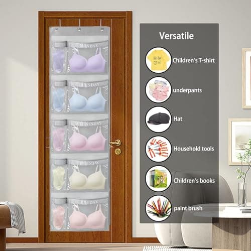 RUIPBOTE 2 Pack Weekly Kids Clothes Organizer – Day of the Week Hanging Closet Storage for School Outfits, Kids’ Wardrobe Organizer with Labels for Monday to Friday (2) - Thumbnail 3