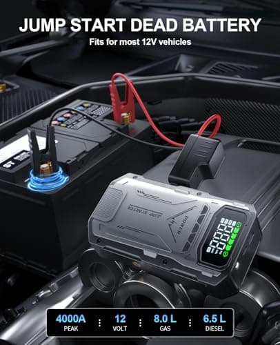 Jump Starter with Air Compressor, 4000A Portable Car Battery Charger Jump Box, 150PSI Tire Inflator and Battery Jumper Pack for 12V Vehicle, Jumper Starter Power Booster, Roadside Emergency Kit - Thumbnail 2