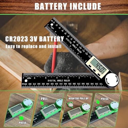 PDDYIER Angle Finder Protractor, 2-in-1 Miter Saw Protractor, 7 Inch/200mm ABS Angle Ruler, High Accuracy Miter Angle Measuring Tool for Woodworking, Metalworking, Carpenter, Construction - Thumbnail 5
