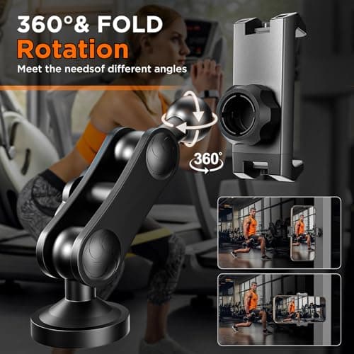 Wooerdacks Magnetic Phone Holder |Gym Cart Series |360° Magnetic Phone Mount |Rotating Fitness Mount |Universal Metal Surface Compatibility|Accommodates 3.1"-4" Phones (Long-EU) - Thumbnail 3