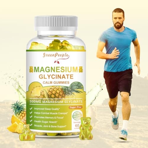 GREENPEOPLE Magnesium Glycinate Gummies with Citrate 1000mg, Taurate & Matale - Sugar Free - Magnesium Potassium Supplement with Vitamin D, K2 for Calm Mood & Zzz Support - 60 Pineapple Gummies - Thumbnail 4