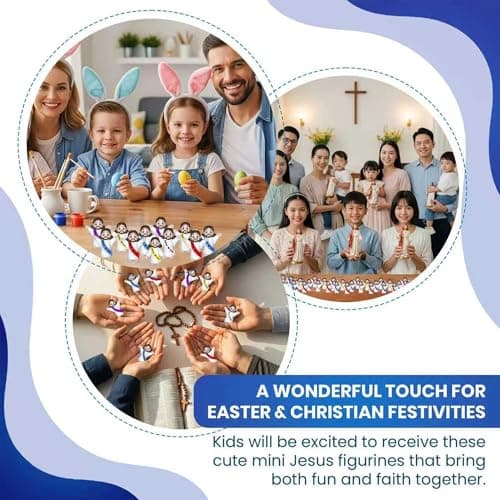 NOIENSI 200 PCS Jesus Loves You Figures – Three Styles Multicolor Mini Jesus Figurines in Bulk, Little Jesus Figures for Easter, Church, and Religious Celebrations (Mixed Multiple Colors) - Thumbnail 4