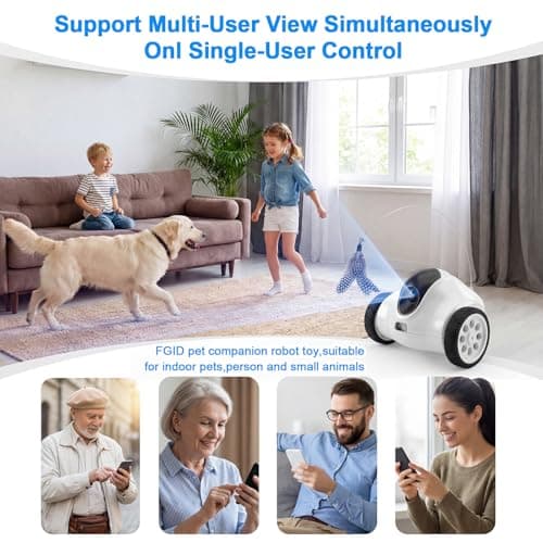 PGID Pet Companion Robot with 720P HD Camera,Interactive Toy for Dogs and Cats,360°Movement, Night Vision, Two-Way Audio,App Control(Only 2.4G WiFi) - Thumbnail 6