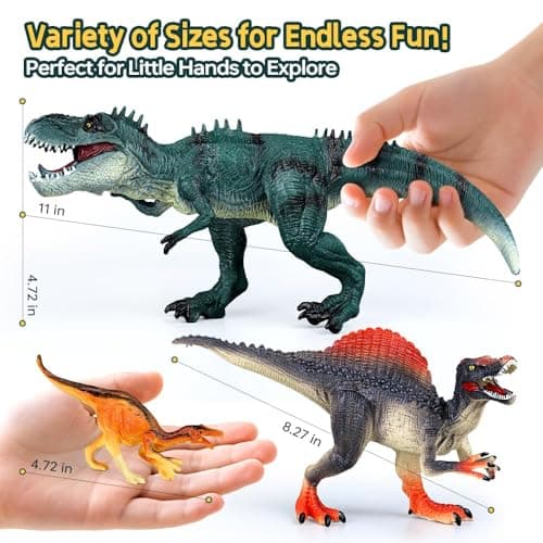 Drefirsa Dinosaur Toys for Kids 3-5 5-7, 14PCS Big Realistic Dinosaur Figure Set with 6 Jumbo & 8 Small, Educational Toddler Dino Toys for Boy & Girl Party Favor, Birthday Gift, Cake Decoration - Thumbnail 5