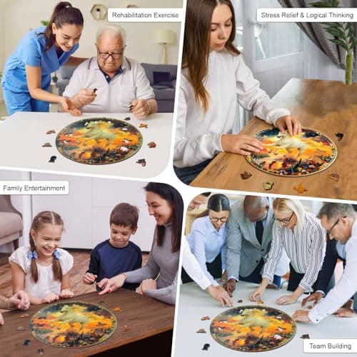 Wooden Puzzle for Adults, Sunset Horse Wooden Jigsaw Puzzle 200 Piece, Unique Shape Wooden Puzzles, Challenging Running White Horse Jigsaw Puzzles for Adults Family Game Night Wall Art Decor 11*11in - Thumbnail 5