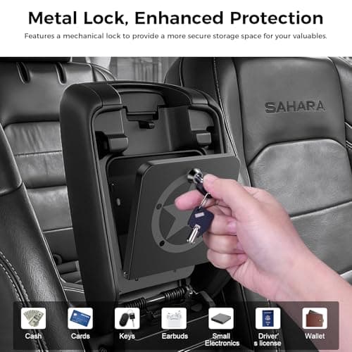 DIAMOOKY Metal Center Console Hidden Organizer for Jeep Wrangler JL JLU 4xe 2018-2026 & Gladiator JT 2020-2023 2024 2025 2026 Accessories Armrest Hidden Center Console Storage Box W/Keys, Star - Thumbnail 4