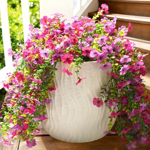 Fanfantoey Artificial Flowers for Outdoors Fake Hanging Decoration, Realistic Plants, UV & Fading Resistant Silk Flower for Spring Porch Patio Balcony Planter Yard - Image 1
