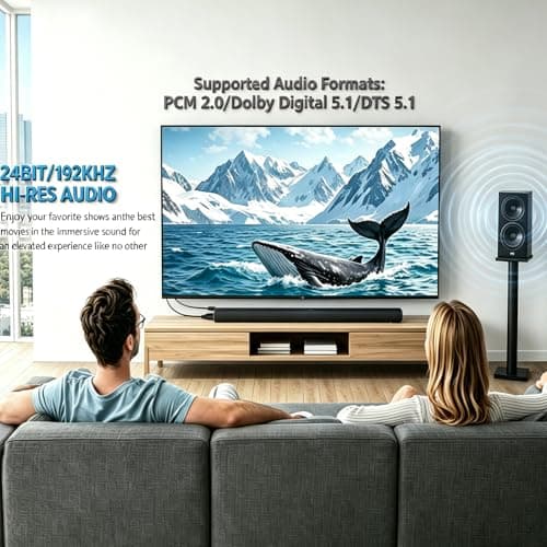 eSynic Professional eARC Audio Extractor-192KHZ ARC to Dual Optical SPDIF Adapter-From HDTV eARC/ARC Ports to Optical Soundbar & Wireless Headphones-Supports Dolby 5.1/DTS-Dual Sync Output-Plug & Play - Thumbnail 6
