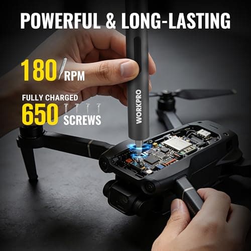 WORKPRO 20-in-1 Mini Electric Screwdriver with Magnetizer & S2 Steel Bits, 3.6V Rechargeable Precision Screwdriver Set for Electronics, Phone, Camera, Laptop & Watch - Thumbnail 2