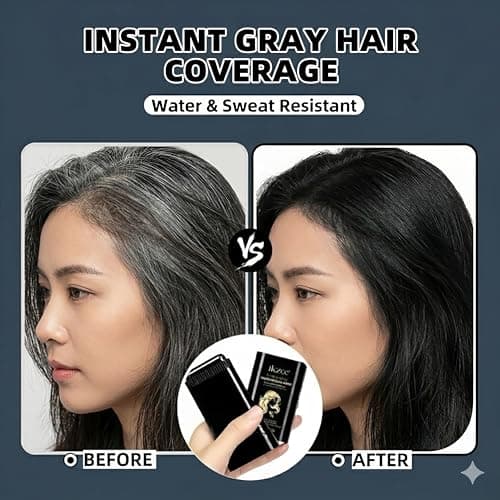 Temporary Hair Dye Comb for Gray Hair Coverage, Disposable Hair Color Stick with Precision Brush, Advanced Non-Irritating & Smudge-Proof Formula, Quick Root & Sideburn Touch-Up (black) - Thumbnail 5