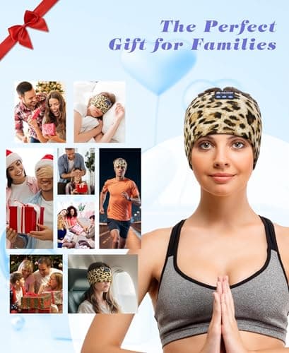 LOVE EYE Sleep Headphones Wireless Headband Headphones Bluetooth 5.4 for Side Sleeper Bluetooth Headband Earphones for Sports for tech Gadgets Gifts(LeopardPrint) - Thumbnail 5