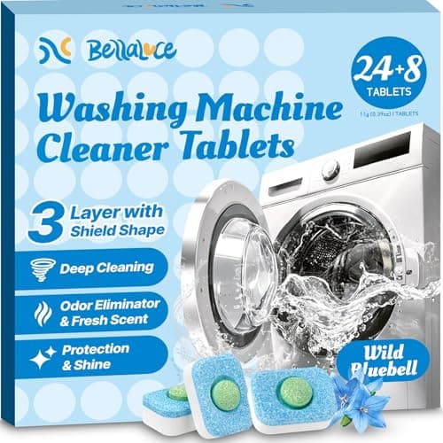 Washing Machine Cleaner Tablets - Washer Machine Cleaner Tablets for HE Front Loader & Top Load Washer, Deep Cleaning & Remove Odor, Eco-friendly Deodorizer for Septic Safe (32 Pack)