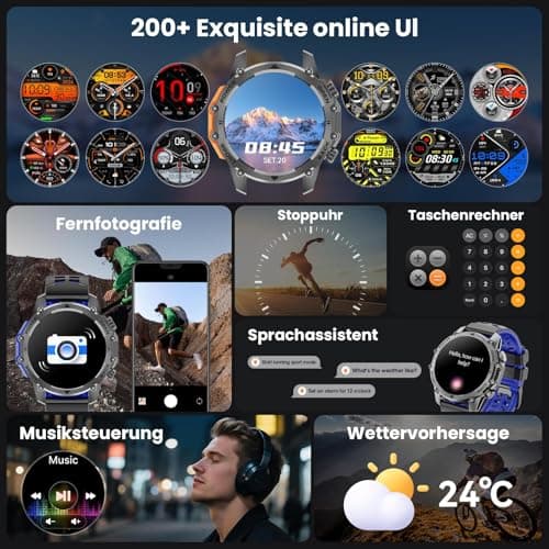 Hwagol Smart Watches for Men (Call/Notification),1.52''HD Military Smart Watch with Heart Rate/Sleep Monitor/Pedometer for Android and iOS,DIY Design Fitness Tracker,1 Pack with 2-Piece Look Set - Thumbnail 3