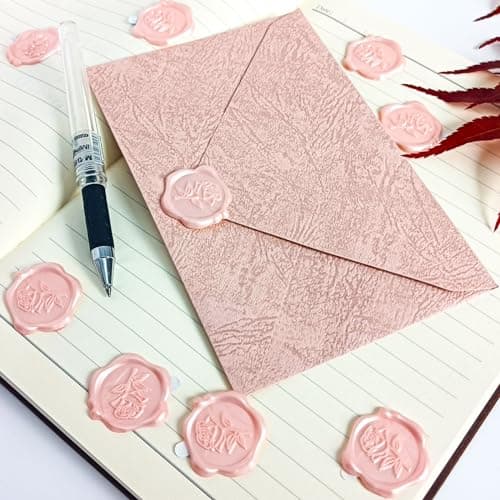 25 Pcs Pink Rose Wax Seal Stickers, Pink Wax Seal for Wedding Invitation, Easy to Use and Good Adhesion Rose Envelope Stickers, Wedding Invitation Accessories - Thumbnail 4