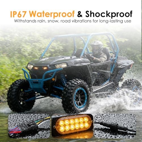 Steelify UTV Turn Signal Kit with 110dB Horn, Dual Row 12 LED Beads, Pre-Wired Plug and Play Lever Column Switch, Universal Street Legal Blinker Kit Compatible with Polaris Can-Am Teryx CFMOTO - Thumbnail 5