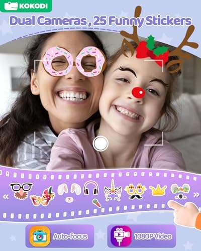 KOKODI Kids Smart Phone Toys, Birthday Gifts Unicorn Toddler Play Phone for Girls 3-10, Touchscreen HD Dual Camera Cell Phone, Travel Toy Preschool Learning Toy for Kids (Purple) - Thumbnail 5