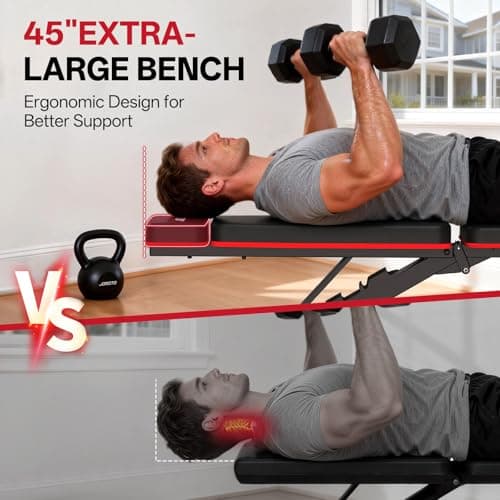 JOROTO Adjustable Weight Bench for Home Gym, 1000 LBS Capacity, Foldable Incline Decline Flat Workout Bench with Leg Extension & Back Extension, Exercise Preacher Curl Bench for Full Body Training - Thumbnail 5
