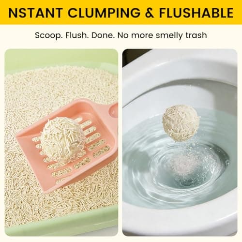 STAREARTH Tofu Cat Litter - Ultra Absorbent，Fast Clumping，Really Dust-Free，Flushable & Septic-Safe, Low Tracking Pea Fiber Litter for Multi-Cat Households，Light Milky Scent - Thumbnail 2