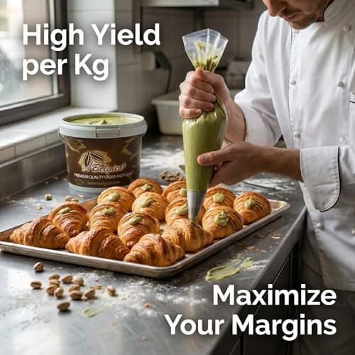 Belgico Pistachio Cream Paste Bulk 4 Kg Tub for Ice Cream, Pastry and Dessert Production, Professional Pistachio Butter Style Spread for Dubai Chocolate and Kataifi Creations - Thumbnail 3