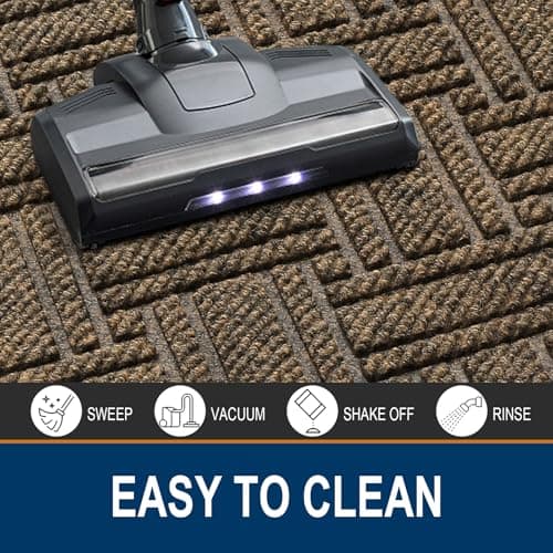 OLANLY Indoor Outdoor Mat, Sturdy Natural Rubber Floor Mat, Non Slip Low Profile Waterproof Doormat, and Stain Front Door Mats, Easy Clean Patio Entrance Mat, 30''x17'', Brown - Thumbnail 5