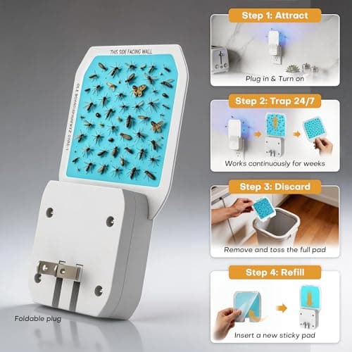 Cozlite Fruit Fly Traps for Indoors,Plug in Fly Trap with UV Light & Glue Cards,Fly Trap Indoor for Gnats, Mosquitoes,Moths & More,Bug Zapper for House Kitchen Garage, 1 Pack & 3 Refills - Thumbnail 6