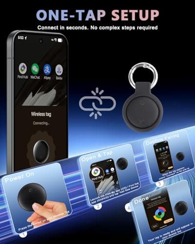 Dual System Bluetooth Tracker for iOS and Android: Smart Tag 4 Pack - Compatible with Apple Find My (iOS) & Google's Find Hub(Android) for Keys, Luggage, Wallet, Vehicles - Long Range Item Locator - Thumbnail 5