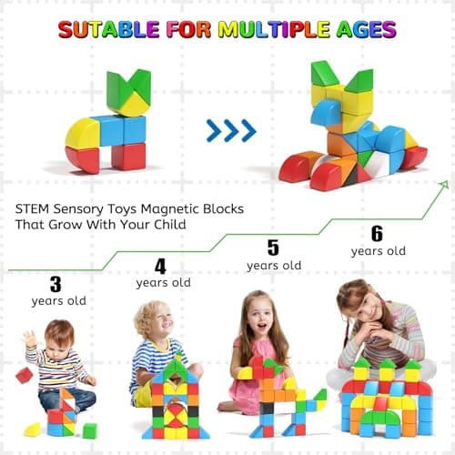 Hiwawind 84pcs Magnetic Blocks,Toys for 3 Year Old Boys & Girls, Sensory Toys for Kids with Autism, STEM Preschool Montessori Toys for Toddlers 3-5, Christmas Toys Birthday Gifts for Grandkids - Thumbnail 3