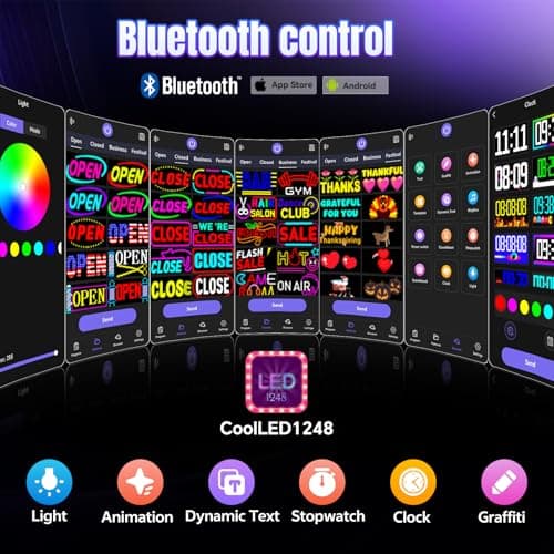 Programmable LED Open Sign,Support for Multiple Open Dynamic and Static Effects,App Control, for Business Window Glass Cafes Bar - Thumbnail 4