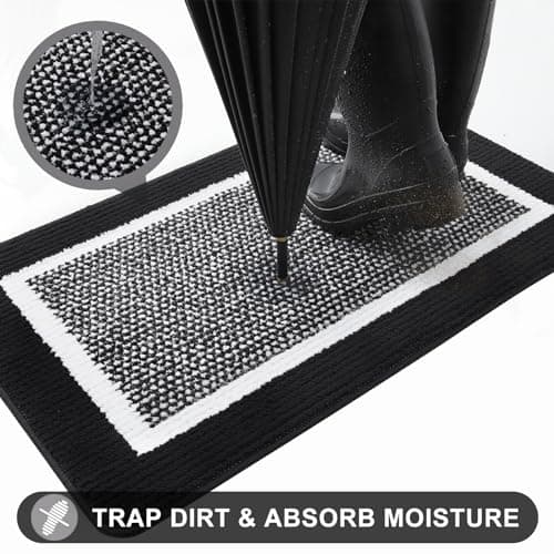 Colorxy Indoor Door Mat, Non-Slip Absorbent Resist Dirt Entrance Mat, Sturdy Low-Profile Inside Floor Carpet Mats, Washable Front Entry Doormats for Entryway, 59''x36'', Black - Thumbnail 5