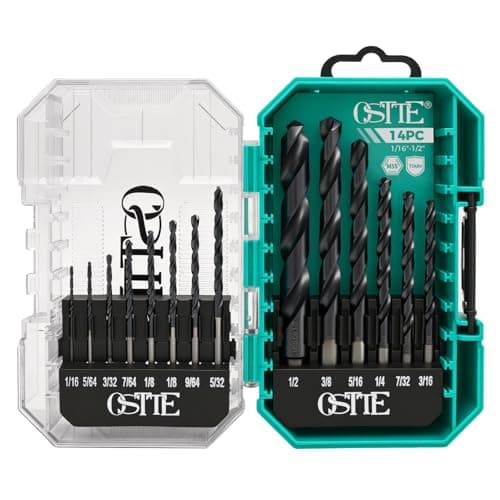 OSTTE 14 Pcs Cobalt Drill Bit Set (Pro), M35 Cobalt Twist Drill Bit Set with Titanium Aluminum Nitride Coated (TiAlN), 135 Degree Split Point Hardened Metal, Stainless Steel, Plastic, 1/16" - 1/2" - Image 1