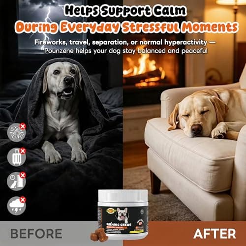 Pounzene Dog Calming Chew, Melatonin Dog Treats for Relaxation, Bacon 120ct - Thumbnail 4