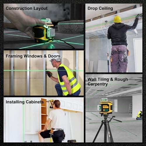 PREXISO Rechargeable 360° Self Leveling Green Laser Level with Tripod, Magnetic Base, Glasses - For Construction, Tile, Home Renovation - Thumbnail 6