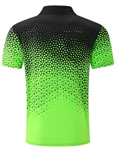 Seadodo Men Polo Shirts Short Sleeve Dry Fit Moisture Wicking Performance Neon Golf Shirt for Tennis Hiking Camping Fluorescent Green L - Thumbnail 4